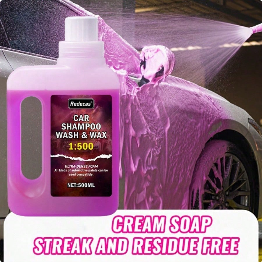 Car Wax Ceramic Coating - 500ml Pembe Köpüklü Araba Yıkama Sabunu,